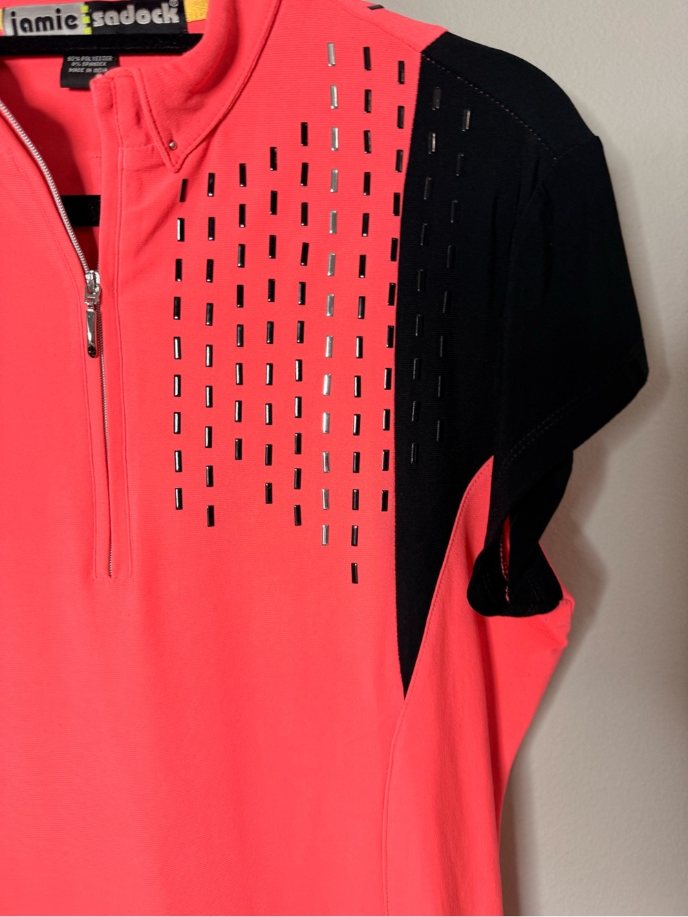 Jamie Sadock Women's Coral and Black Short Sleeve Golf Polo Size XL - Picture 4 of 8